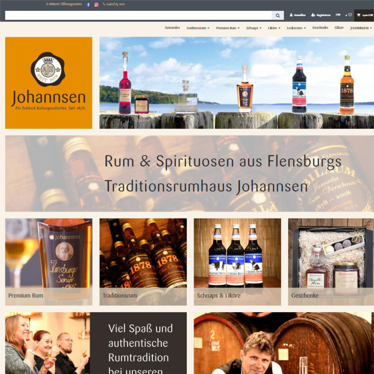 Screenshot Johannsen Online-Shop
